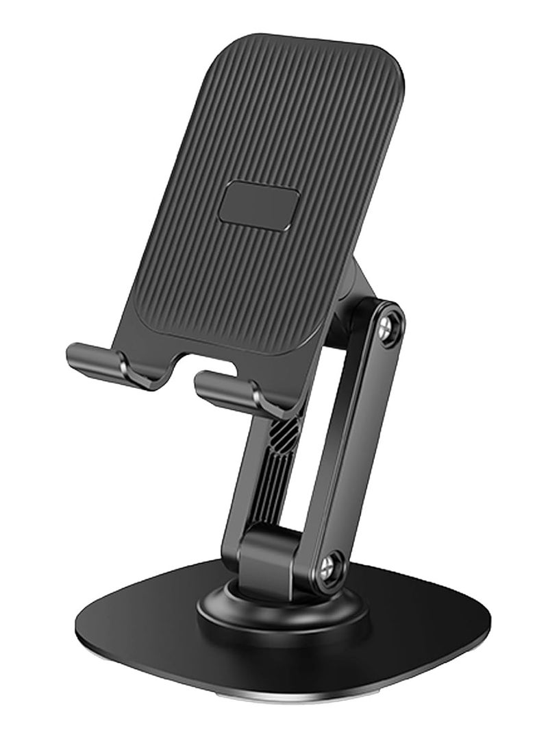 360° Rotating Cell Phone Stand for Desk, Adjustable Foldable Phone Holder, 360 Swivel Mobile Stand Fit for iPhone 15 14 13 12 11 Pro Max and All Smart Phones, Black - Image 2