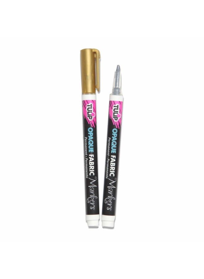 Tulip 33613 Opaque Permanent Nontoxic Fabric Markers Metallic 2 Pack - Fine Bullet Tip, Child Safe, Minimal Bleed & Fast Drying - Premium Quality for Light & Dark Fabrics - Image 3
