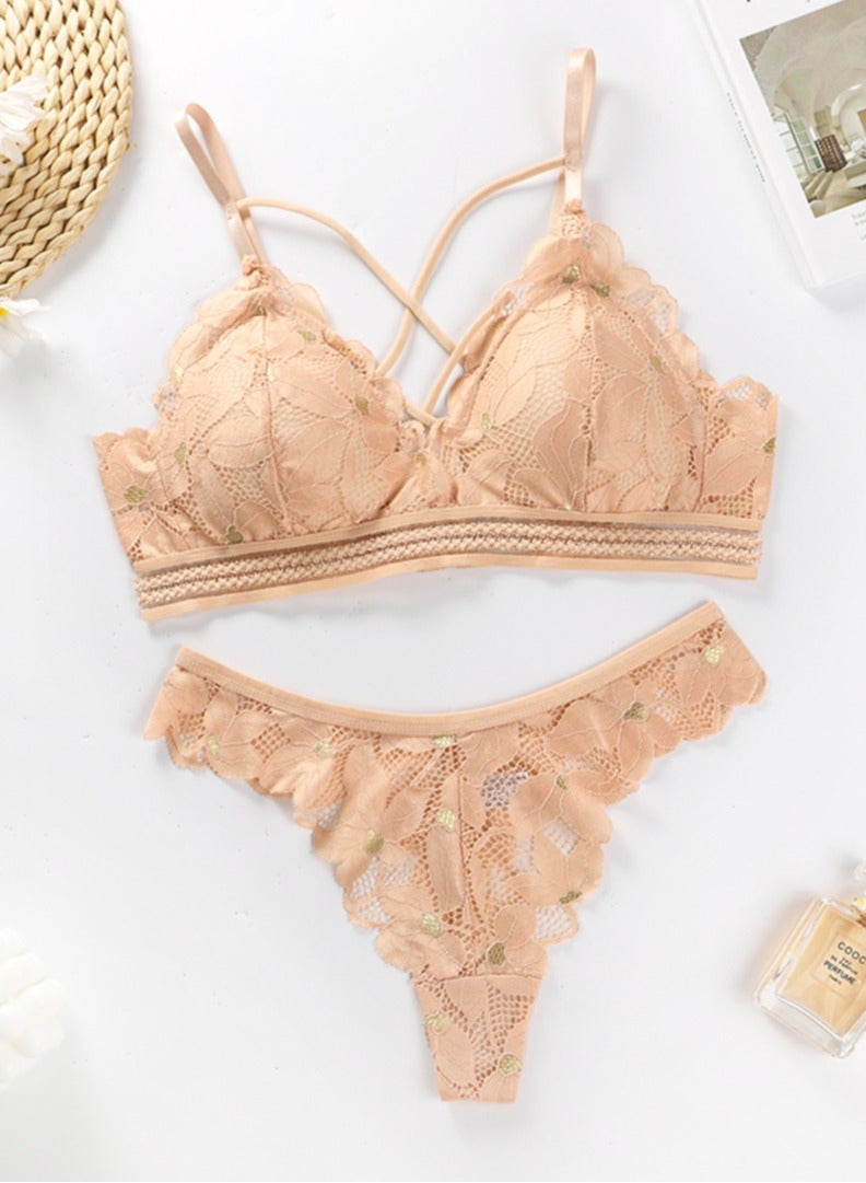 Beige Bikini Set with Lace Details, 2-Piece 