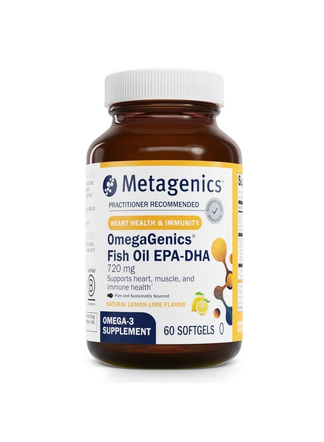 Metagenics OmegaGenics Fish Oil EPA-DHA 720 mg - Omega-3 Fish Oil Supplement - High Potency - for Heart Health, Musculoskeletal Health & Immune System Health* - with DHA & EPA - 60 Softgels - Image 1