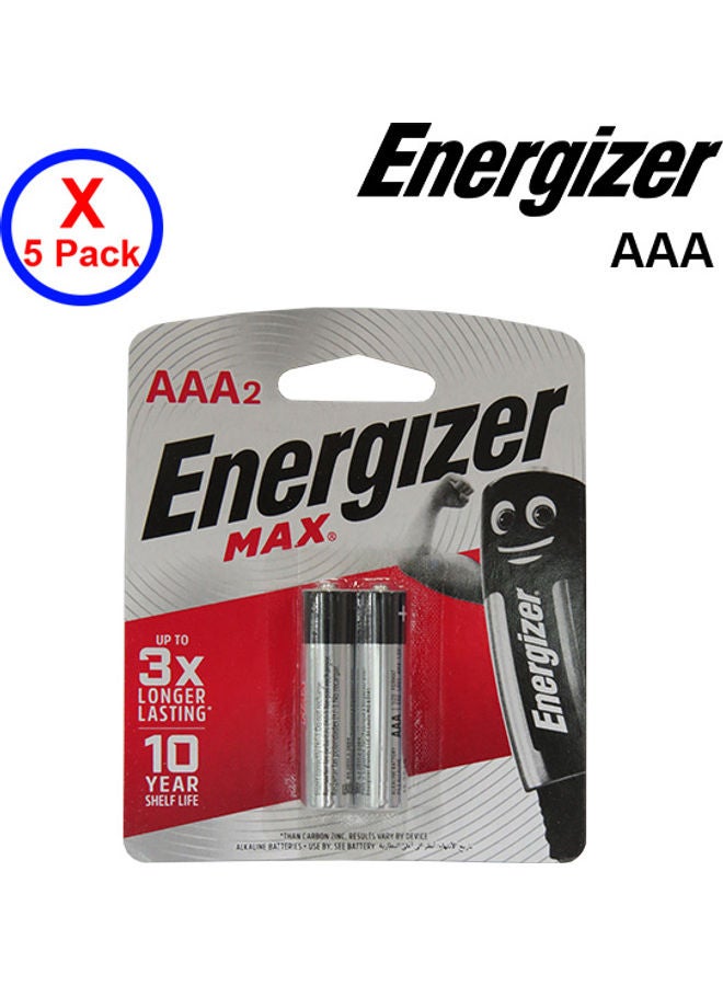 10-Piece AAA2 Max Battery Silver/Black