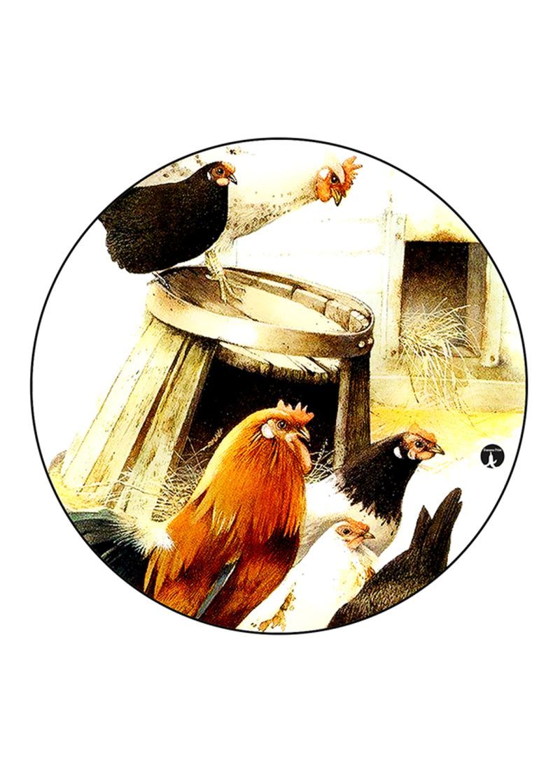 RKN Chickens Printed Mouse Pad Round  Multicolour