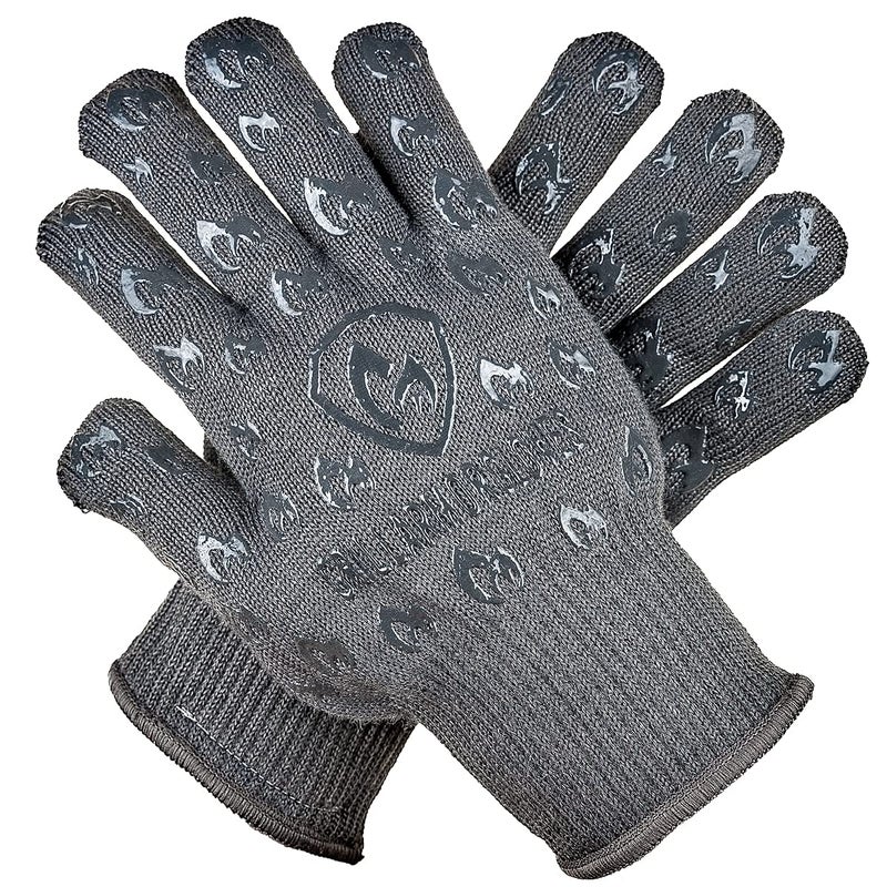 Grill Armor Gloves Grill Armor Oven Gloves 932F Extreme Heat  Cut Resistant Oven Mitts with Fingers for BBQ Cooking Grilling Baking  Accessory for Smoker Cast Iron Fire Pit Camping Fireplace and More