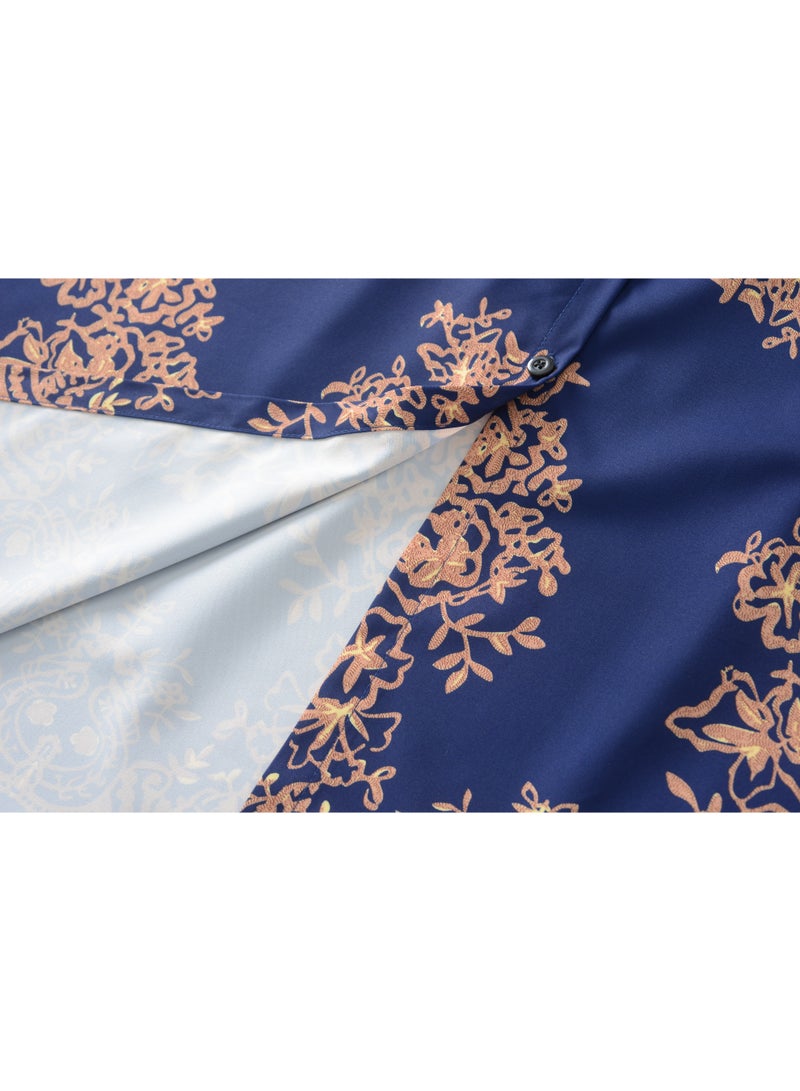 New Navy Blue Belted Elegant Long Skirt - Image 5