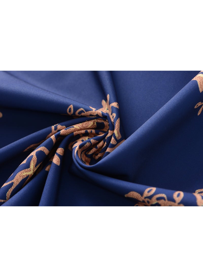 New Navy Blue Belted Elegant Long Skirt - Image 3