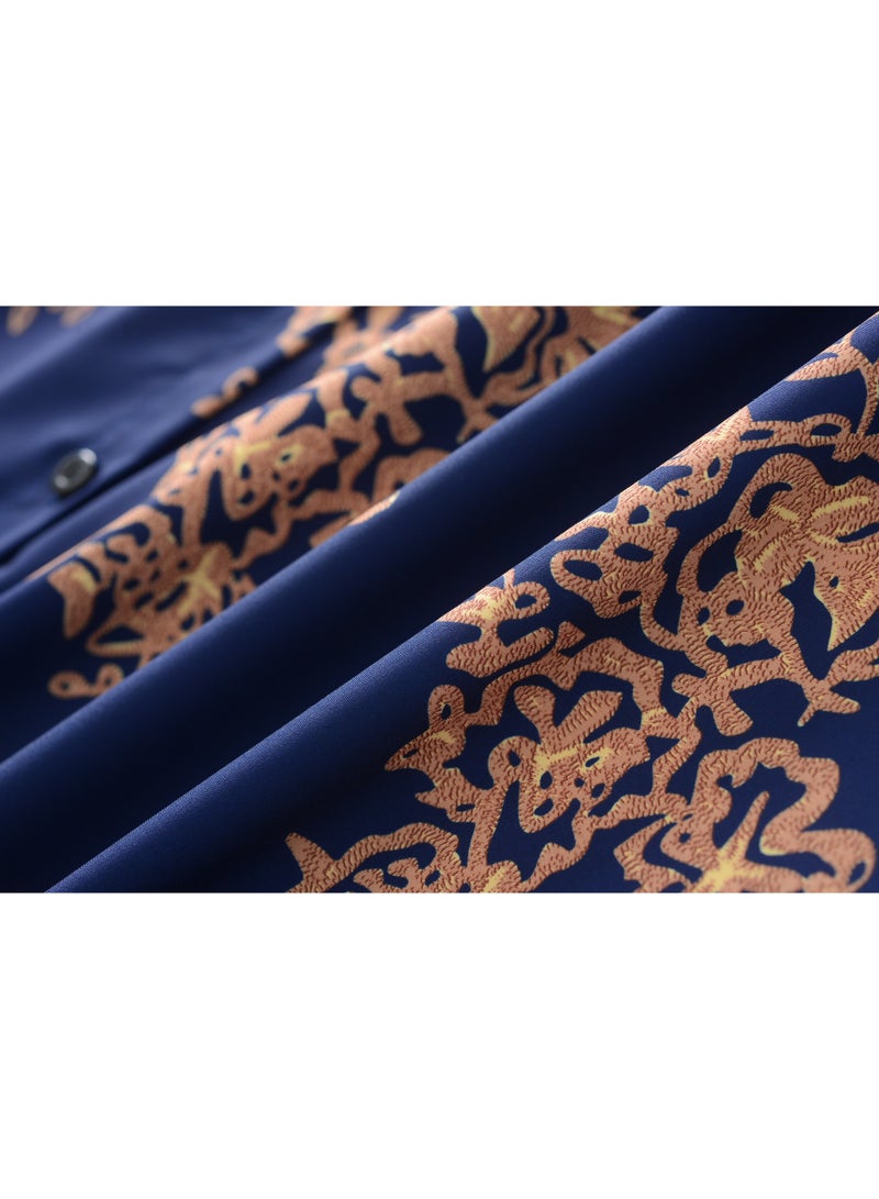 New Navy Blue Belted Elegant Long Skirt - Image 4