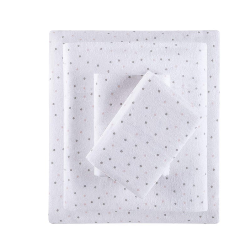 Intelligent Design Intelligent Design Cozy Soft 100 Cotton Flannel Print Animals Stars Cute Warm Ultra Soft Cold Weather Sheet Set Bedding Twin GreyPink Dots 3 Piece 