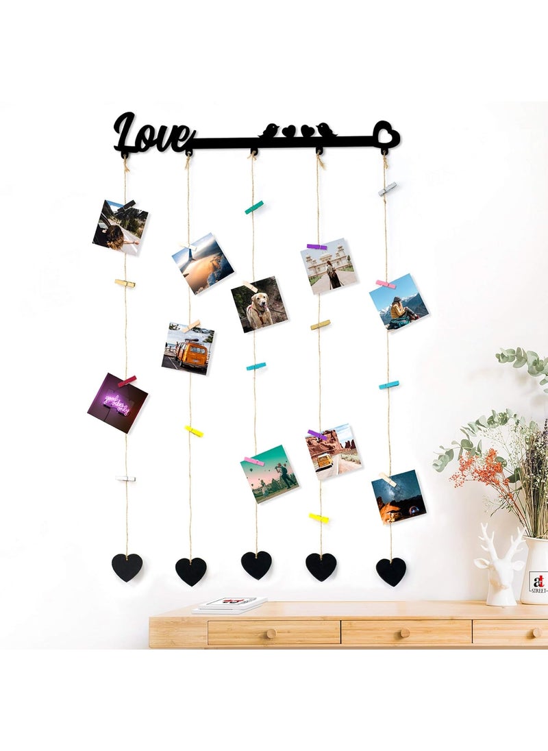 Art Street - Art Street Love Picture Collage/Hanging Photo Frame Collage Mdf Plaque, Valentine Day Gift - Black - Size - 18.5 x 32 inchs - Image 1