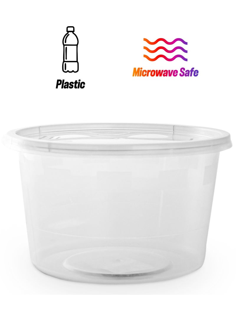 Disposable Round Microwave Container with Lid Lunch Box-Storage-Take Away 525cc Clear - Image 1