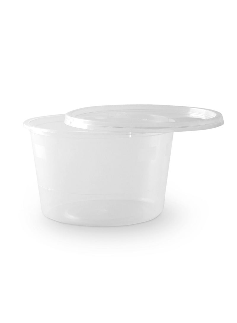 Disposable Round Microwave Container with Lid Lunch Box-Storage-Take Away 525cc Clear - Image 2