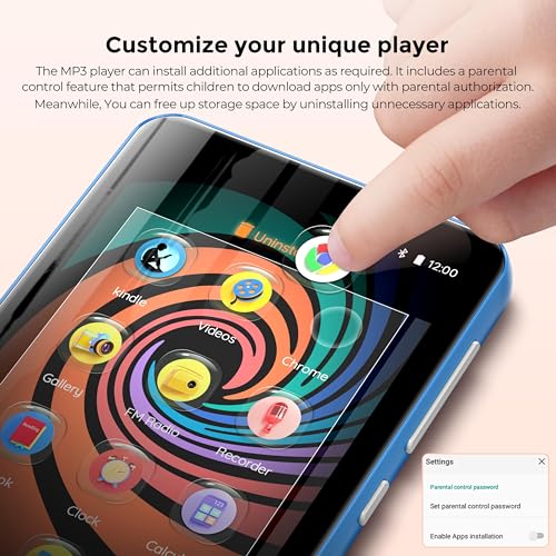 innioasis MP3 Player with Bluetooth and WiFi, innioasis 160GB Music Player with Spotify,Pandora,Amazon Music,4" Touch Screen Android MP4 MP3 Player for Kids with Libby,Audible,Audiobooks(White-Blue) - Image 4