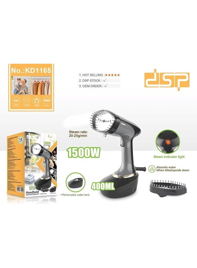 DSP Portable steam iron for clothes, 1500 watts, 400 ml tank, fast heating, steam indicator light. - Image 2