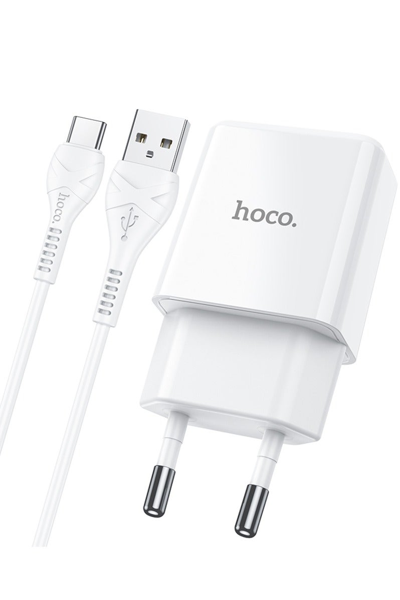 Hoco N9 - Especial single port charger and cable (2.1A - 1M) - Type-C Compatible with Samsung Huawei Xiaomi Oppo - White - Image 4