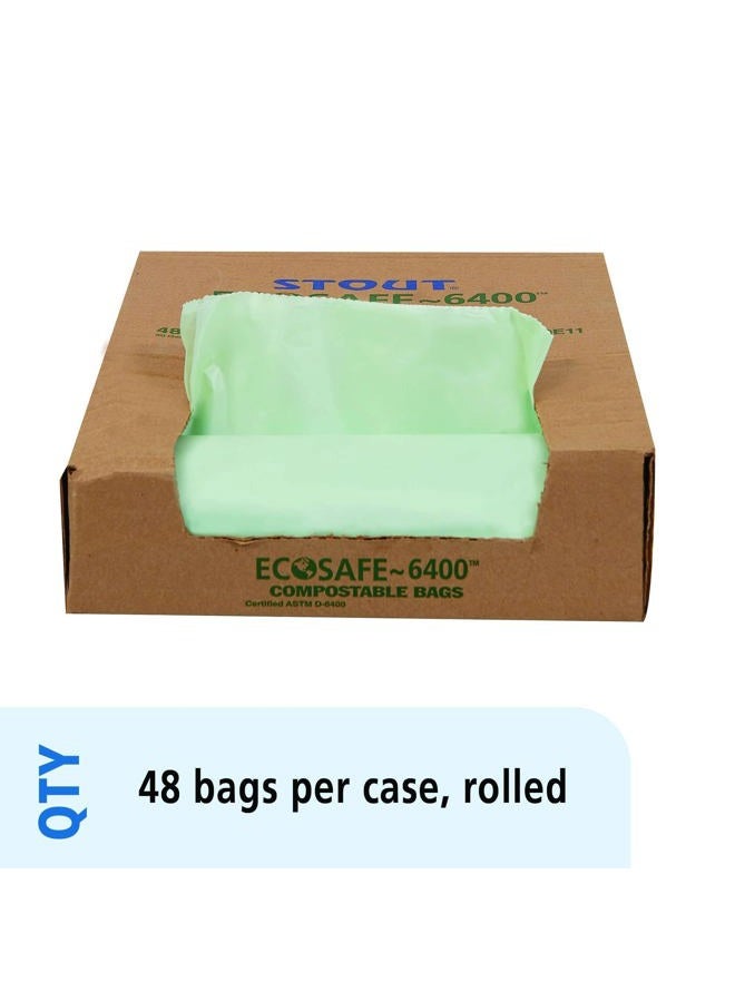 STOUT by Envision E3039E11 EcoSafe-6400 Compostable Bags, 30" x 39", 30 gal Capacity, 1.10 mil Thickness, Green (Pack of 48) - Image 3
