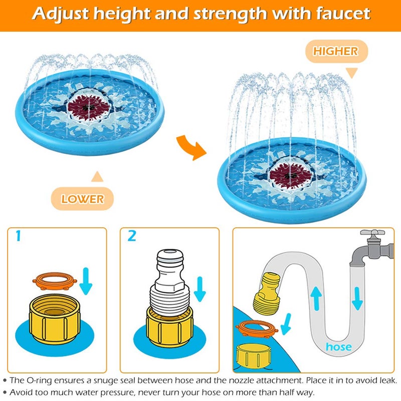 Jasonwell Splash Pad Sprinkler/ Play Mat for Kids, Outdoor Water Toys Inflatable for Baby Toddler Boys Girls Children Age 18+ Months ,Outside Backyard Dog Pool - Image 4
