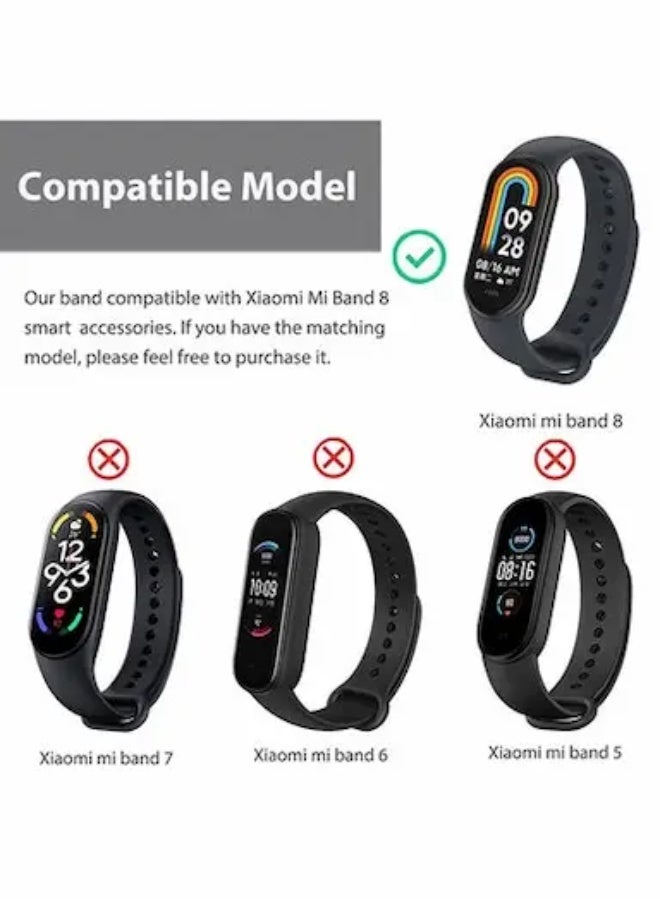 [Pack of 3] Silicone Strap Compatible with Xiaomi Mi Band 8 Soft Silicone Skin-Friendly Wrist Strap Adjustable Sports Wristbands Accessories for Women Men (Black/Green/Dark Blue) - Image 4