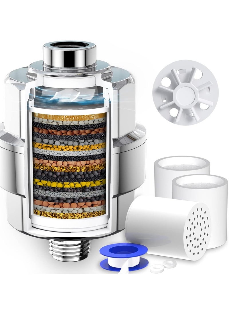 cyleto 20-Stage Shower Filter-Shower Head Filter for Hard Water, with 2 Replaceable Filter Cartridges, High Output Shower Water Filter for Removing Chlorine and fluoride, Polished Chrome - Image 1