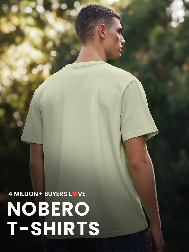 NOBERO  Aloe Green Regular Fit T-Shirt for Men for Men | Best Price UAE