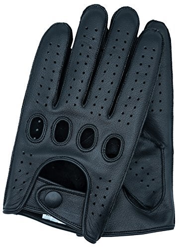 Riparo Genuine Leather Reverse Stitched Full-Finger Driving Gloves (Large, Black) - Image 4