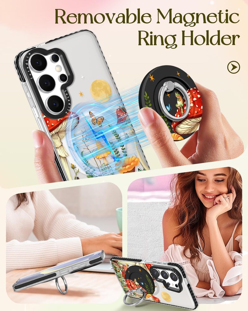 Lotadilo Cute Case for Samsung Galaxy S26 Ultra for Women Girls - Funny Butterfly Mogu Design Compatible with Magsafe Magnetic Ring Holder Kickstand Fashion TPU Phone Covers - Image 4