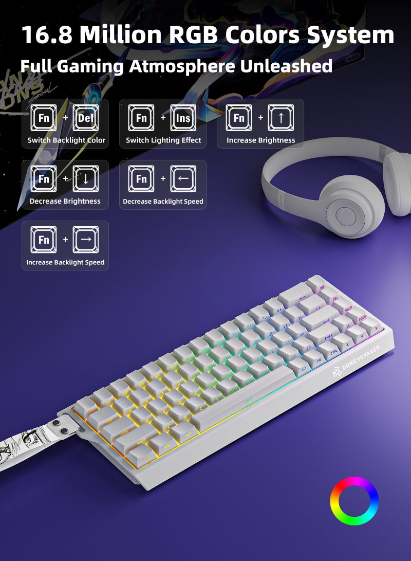 مسافر الكثبان لوحة مفاتيح ألعاب مغناطيسية COER 68C بإضاءة RGB وتصميم 65% مع 68 مفتاحًا، أغطية مفاتيح PBT عربية مقاومة للتآكل، مفاتيح تأثير هول قابلة للتعديل للاستجابة السريعة، معدل استطلاع 8K و128K لضغطات دقيقة، كابل نحاسي عالي السرعة، متوافقة مع PS4 وPS5 وXbox وPC، مثالية لألعاب Fortnite وFPS، تصميم مدمج محمول للألعاب الاحترافية. - Image 4