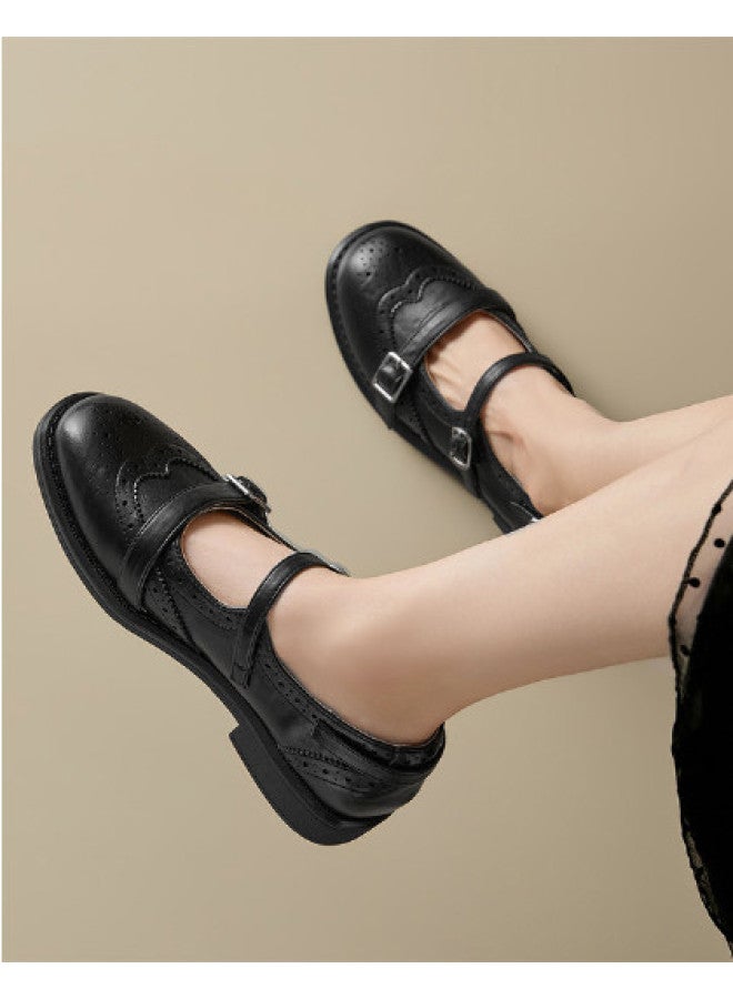 15MINS Spring New Small Leather Shoes British Style Brogues Women Mary Jane Pumps - Image 1