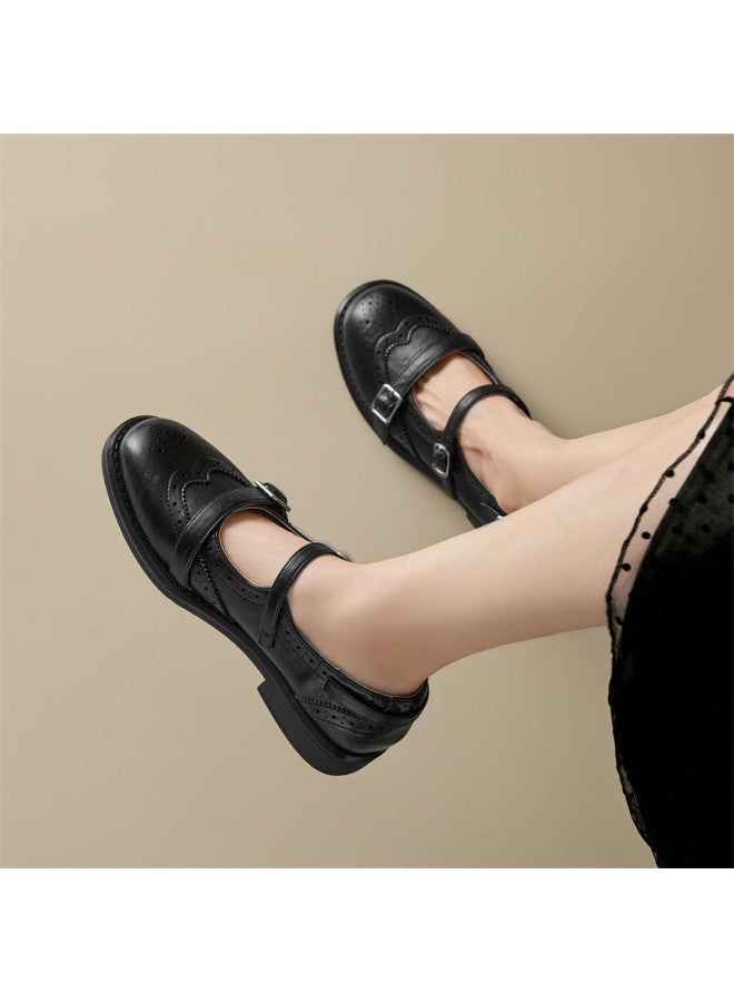 15MINS Spring New Small Leather Shoes British Style Brogues Women Mary Jane Pumps - Image 2