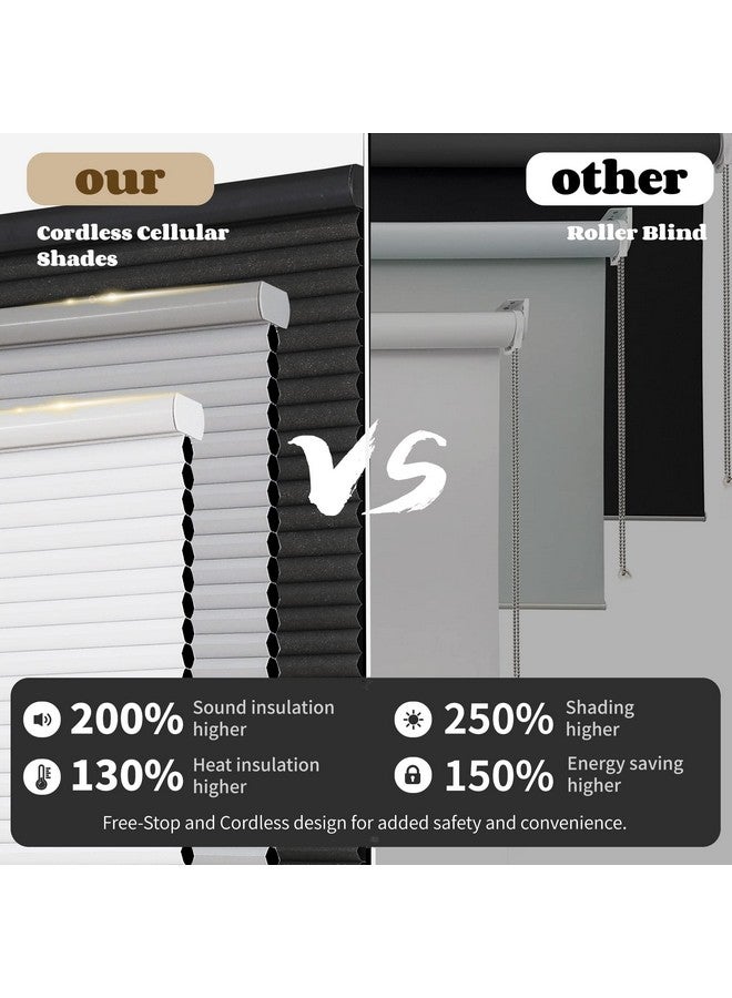 Joydeco Cellular Shades Cordless, Blackout Shades Cellular Blinds for Indoor Windows, Blackout Blinds Honeycomb Blinds Window Shades for Thermal Insulated & Noise Reduction (White, 35" W x 64" H) - Image 2