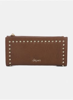 DejaVu Multi Pockets Studded Coffee Brown Wallet  - Image 1