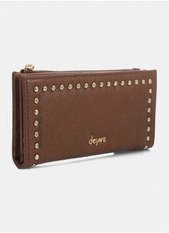 DejaVu Multi Pockets Studded Coffee Brown Wallet  - Image 2