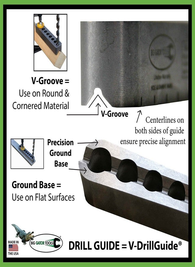 BIG GATOR TOOLS The Original V-DrillGuide®! Big Gator Tools STD1000DGNP Standard Drill Guide Sizes 1/8" - 3/8" - Image 4