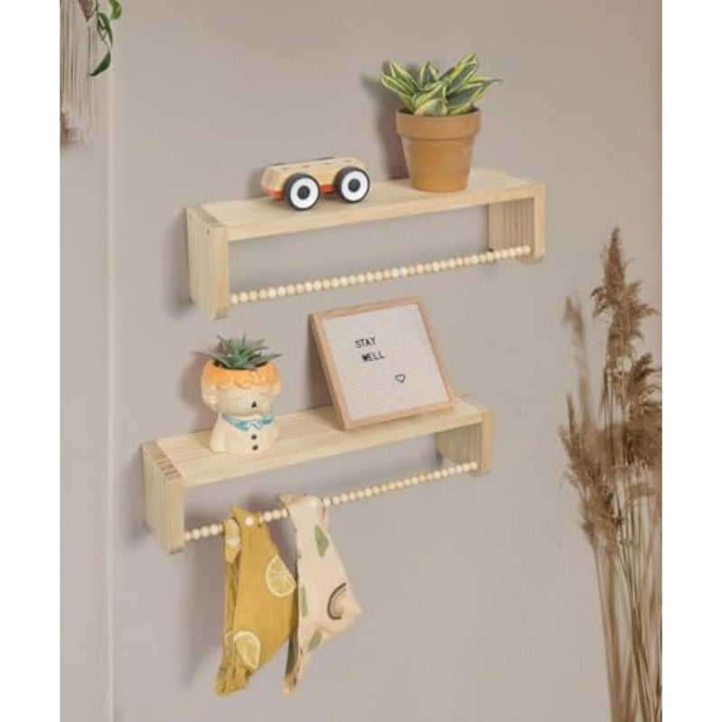 Floating Shelves for Wall, Set of 3 Book Shelves, Wall Mounted Orizer with Towel Bar, Hanging Bookshelves, Nursery Decor for - Image 5