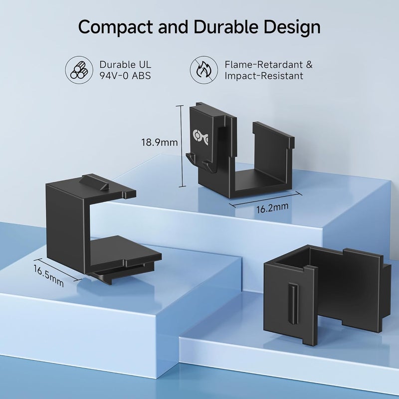 CableMatters 20 حزمة من إدخالات جاك كاينستون الفارغة باللون الأسود، إدخالات فارغة لألواح كاينستون / لوحات التصحيح - Image 5