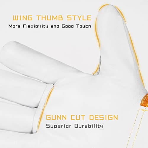 TOOLIOM Premium Goatskin TIG Welding Gloves Cuff Cowhide Split Leather with Soft Lining High-Dexterity (14-inch, Extra Large) - Image 3