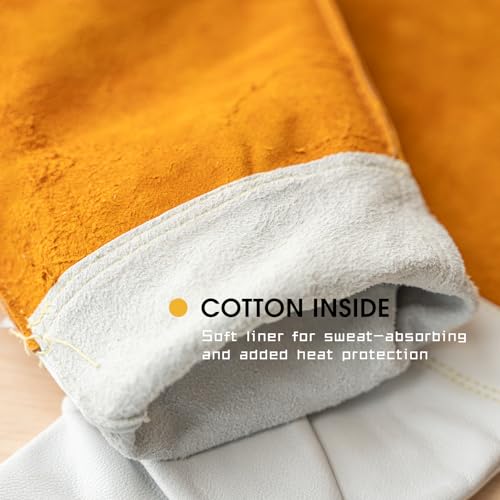 TOOLIOM Premium Goatskin TIG Welding Gloves Cuff Cowhide Split Leather with Soft Lining High-Dexterity (14-inch, Extra Large) - Image 4