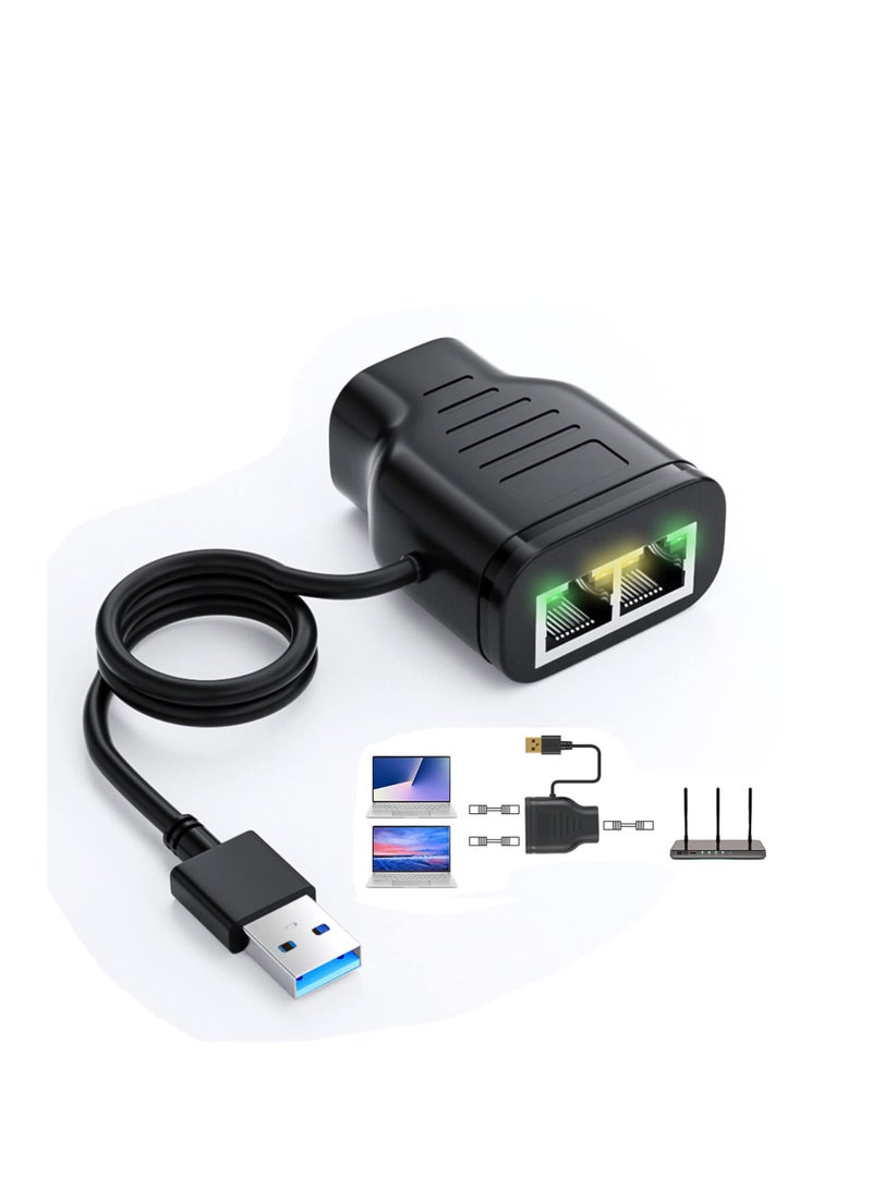 Excefore Ethernet Splitter, RJ45 Splitter Adapter, Ethernet Splitter 1 to 2 Internet Extender RJ45 LAN Port Splitter for Laptop, Computer, Satellite TV, Switch, Modem, Router, Network Box - Image 1