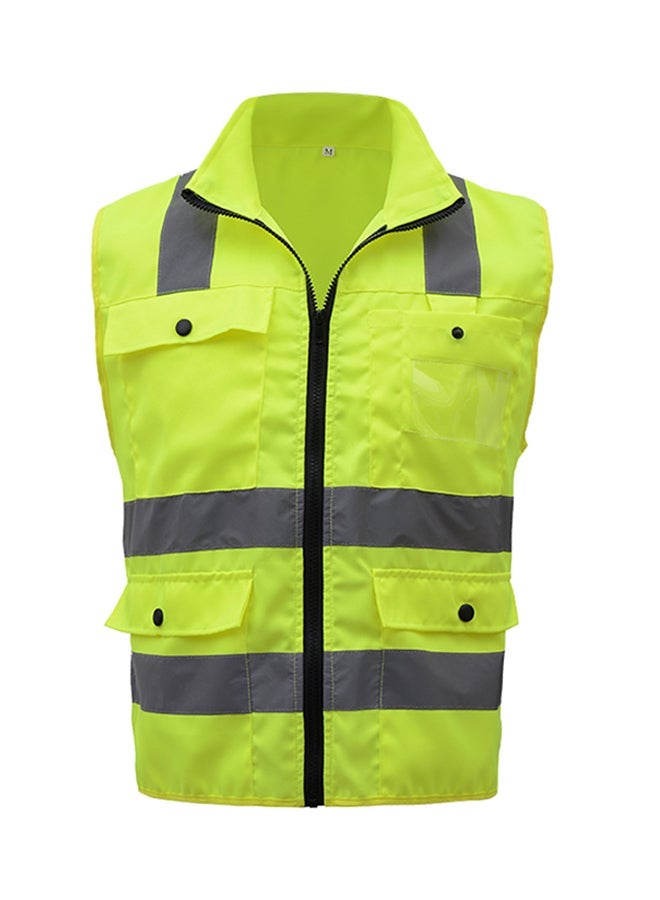 NIBEMINENT High Visibility Reflective Safety Work Vest With Multiple Pockets Yellow 0.42kg