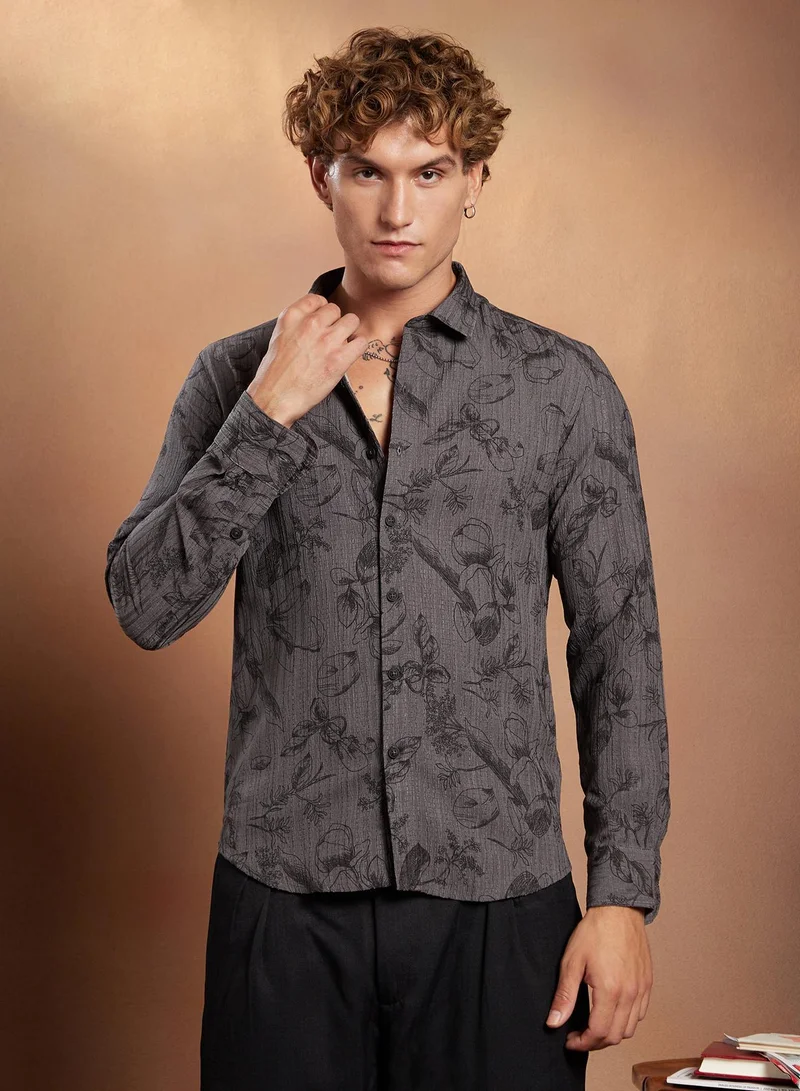 كامبوس سوترا قميص كامبس سوترا رجالي رمادي جرافيتي بلوملاين-تكتيل للملابس الكاجوال