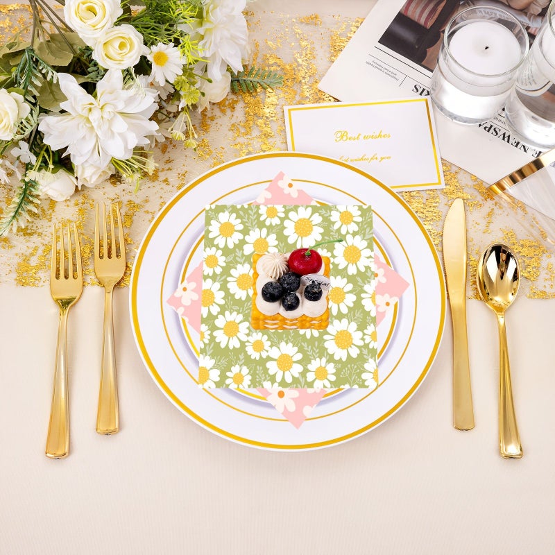 100Pcs Greaseproof Paper 7x7 Inch Spring Floral Design for Party - Image 4