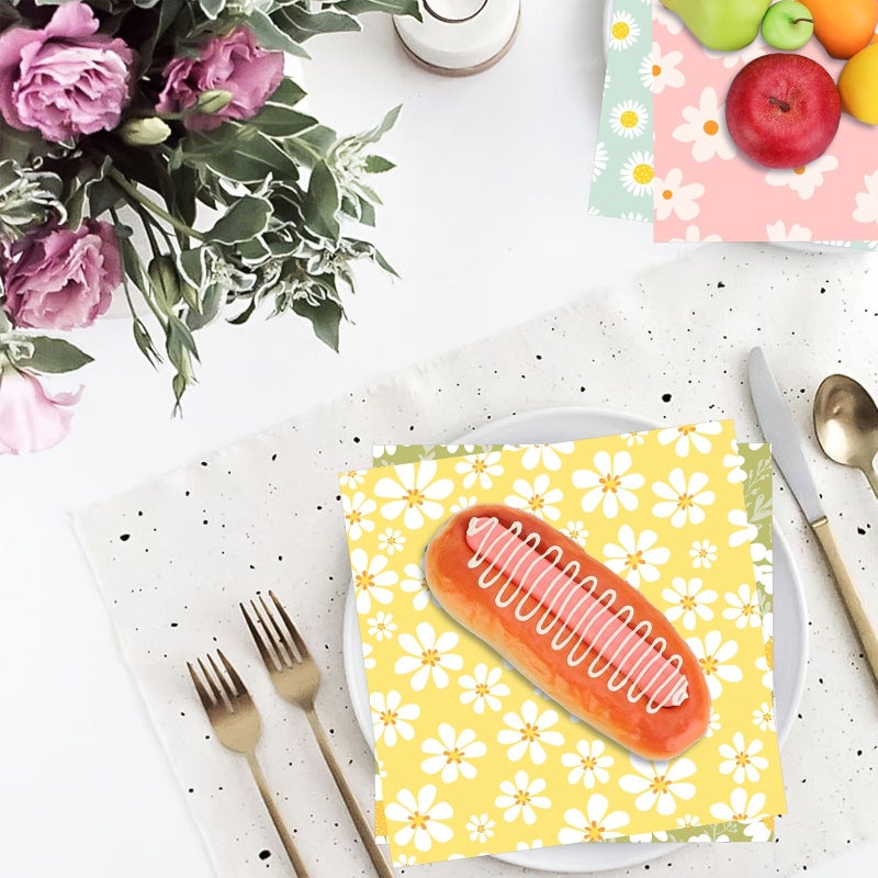 100Pcs Greaseproof Paper 7x7 Inch Spring Floral Design for Party - Image 3