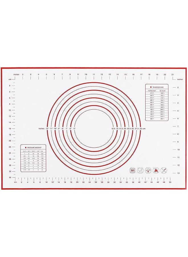 S-TOP Baking Mat, Non Stick Silicon Rolling Pastry Mat,Kneading Pad Sheet Glass Fiber Rolling Dough Large Size For Cake Macaron Kitchen Tools, Red,White, Sk3C3001-Baking - Image 1