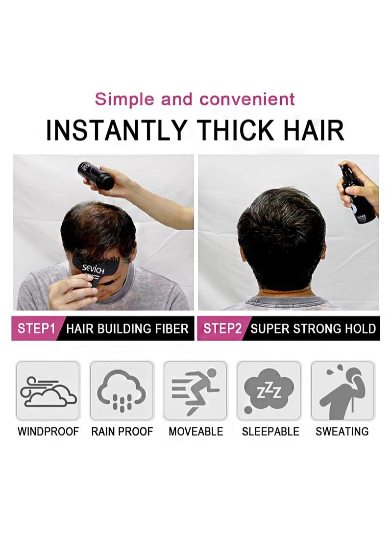 Sevich Hair Fibers for Thinning Hair Fiber Applicator 3-in-1 Set， Natural Concealing Hair Building Fibers，Long-Lasting Spray with Accessory for Crisp Hairlines, Thicker Beard & Styling (Black 25g)  - Image 4