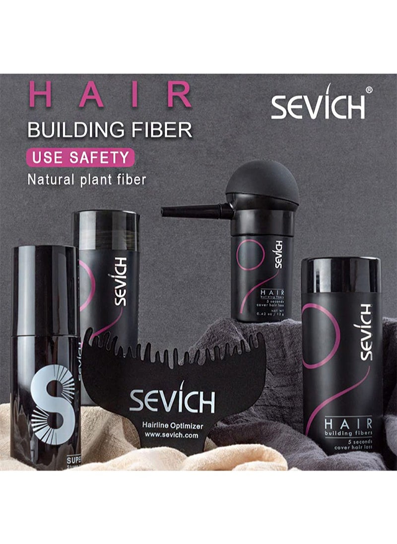 Sevich Hair Fibers for Thinning Hair Fiber Applicator 3-in-1 Set， Natural Concealing Hair Building Fibers，Long-Lasting Spray with Accessory for Crisp Hairlines, Thicker Beard & Styling (Black 25g)  - Image 3