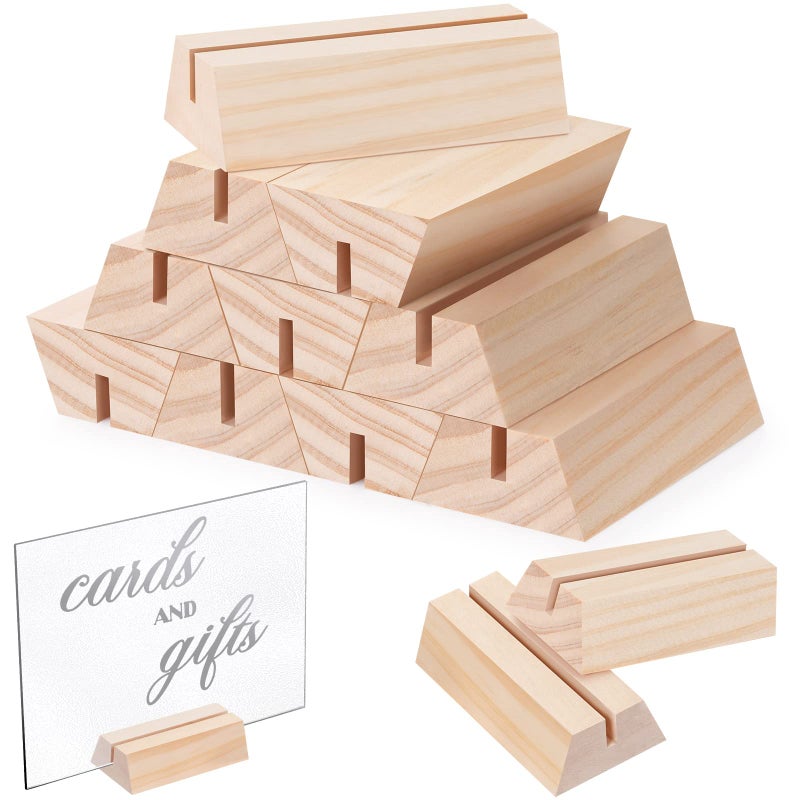 12 Pieces Wood Place Card Holders Trapezoidal Wooden Table Number Holder Sign Support Stands for Name Card for Wedding Retail Shop Birthday Party Events Home Decoration 012 Inches