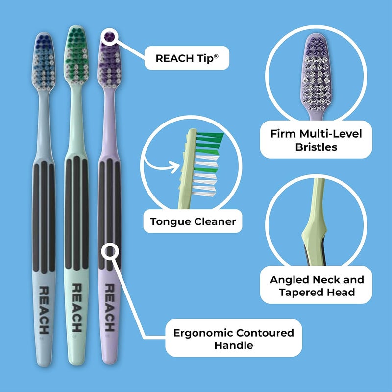 REACH Advanced Design Toothbrush, Firm Bristles, 7 Count Value Pack - Image 1