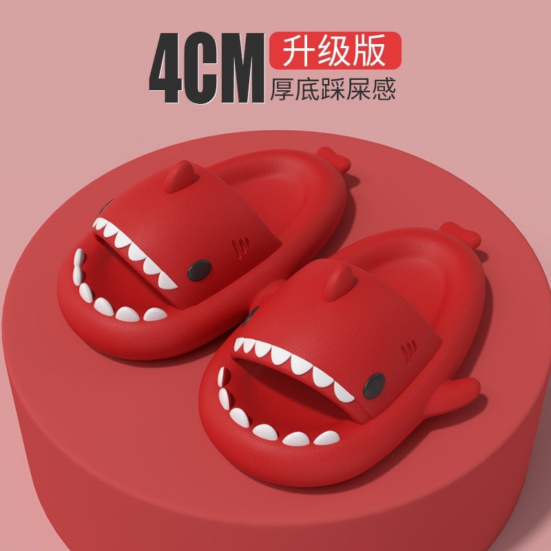 Chunky Sole Shark Couple Slippers Women's Squishy Sandals Men's Funny Indoor Outdoor Cute Cartoon Trendy Flip-Flops