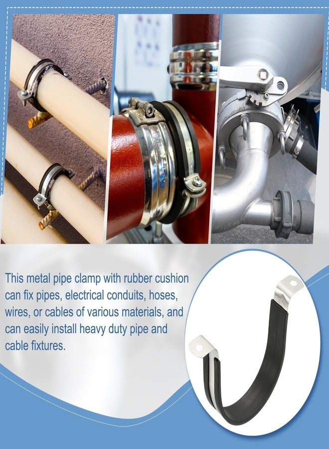 PATIKIL 12Pcs Pipe Clamps, 3 Inch 304 Stainless Steel Rubber Cushioned U Bracket Conduit Clamps Pipe Strap Wire Clips with Hexagonal Screw for Tube Hose Cord Installation, 77mm - Image 5