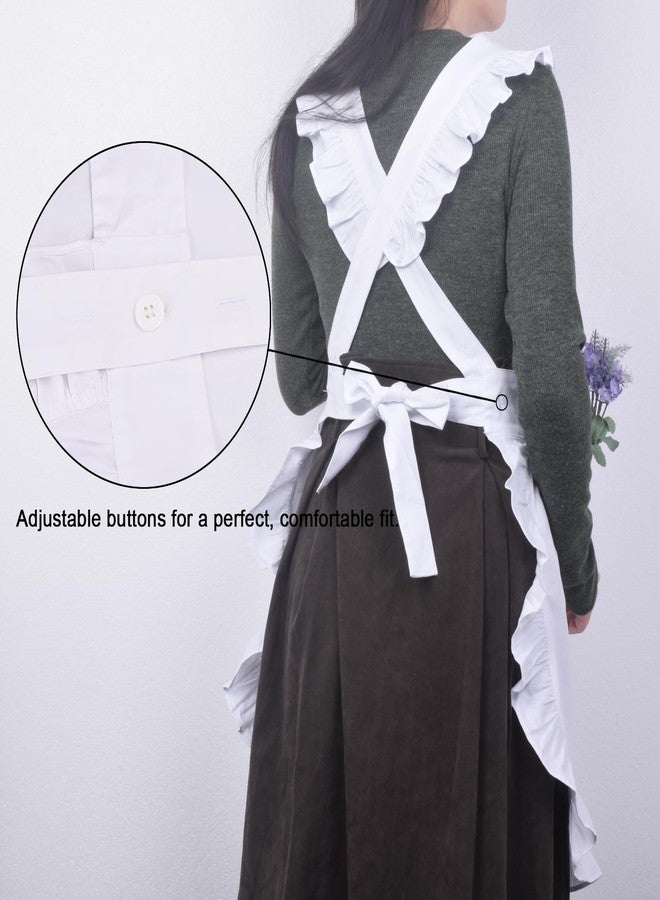 Love Potato Cotton Adjustable Kitchen Cooking Apron - Retro Cosplay Maid Style Baking Apron with Pockets (White, 23x27) - Image 4