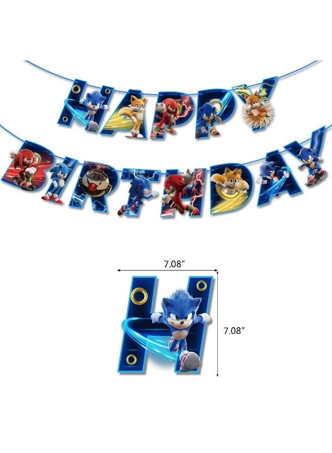 Sonic The Hedgehog Birthday Party Decorations Set - Backdrop, Banner, Cake Toppers & Balloons - Image 2