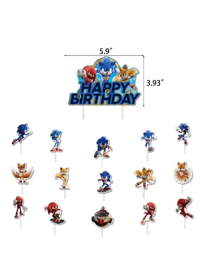 Sonic The Hedgehog Birthday Party Decorations Set - Backdrop, Banner, Cake Toppers & Balloons - Image 3